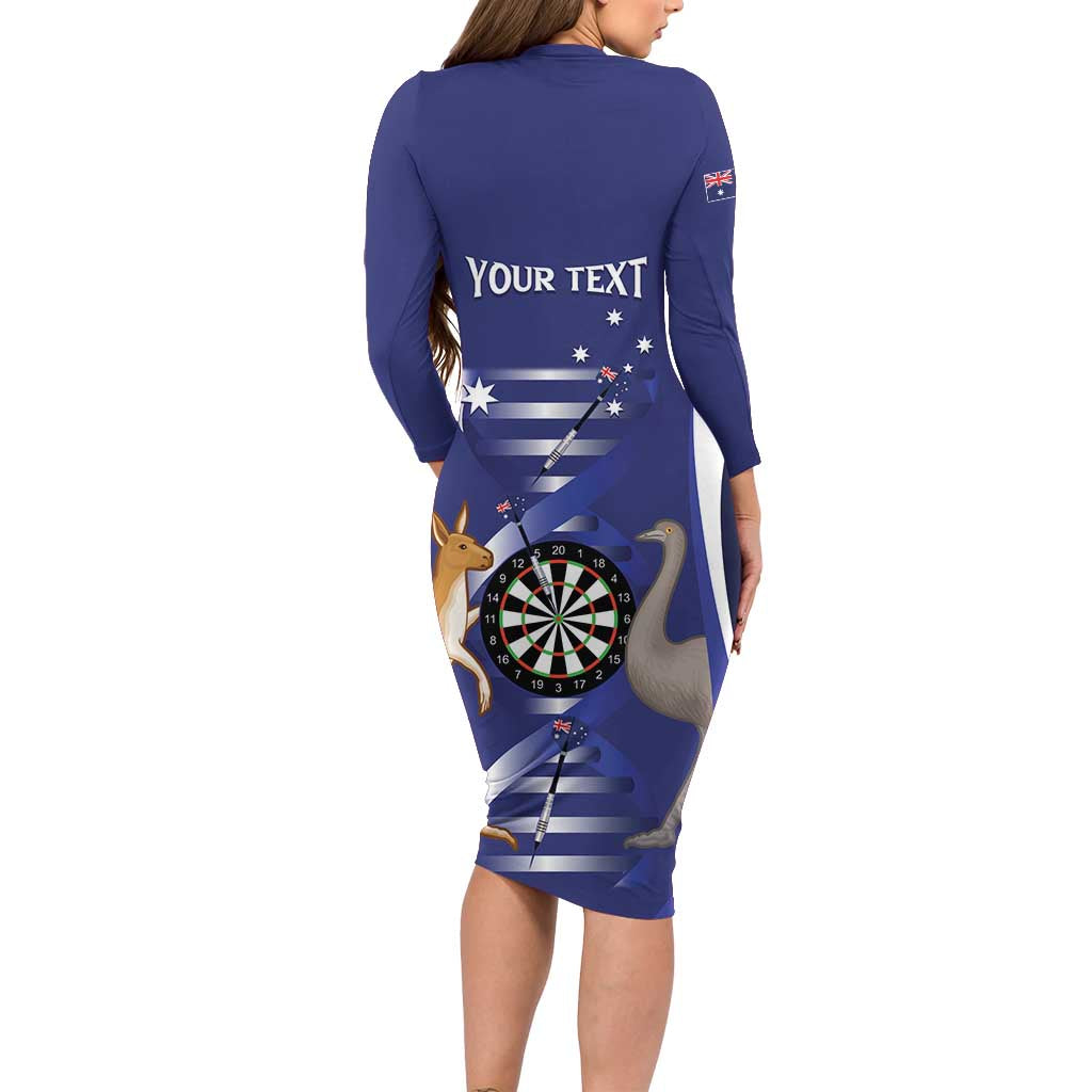 Personalised Australia Darts Long Sleeve Bodycon Dress Aussie Its In My DNA Flag Color - Aussie Hoodie