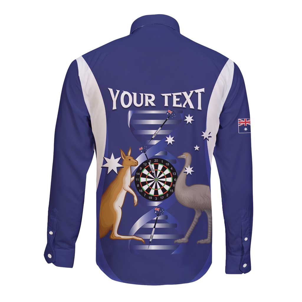 Personalised Australia Darts Long Sleeve Button Shirt Aussie Its In My DNA Flag Color - Aussie Hoodie
