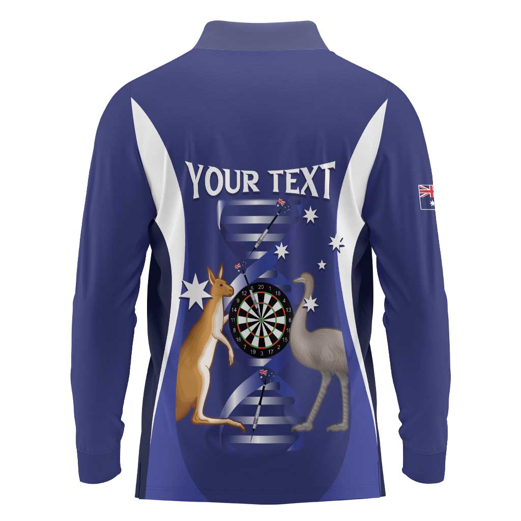Personalised Australia Darts Long Sleeve Polo Shirt Aussie Its In My DNA Flag Color - Aussie Hoodie