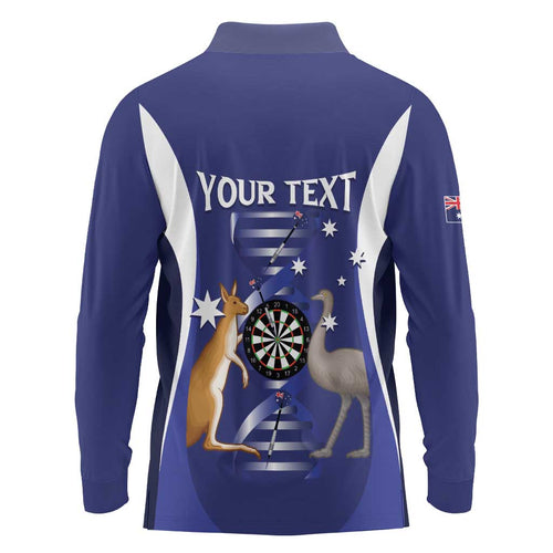 Personalised Australia Darts Long Sleeve Polo Shirt Aussie Its In My DNA Flag Color - Aussie Hoodie