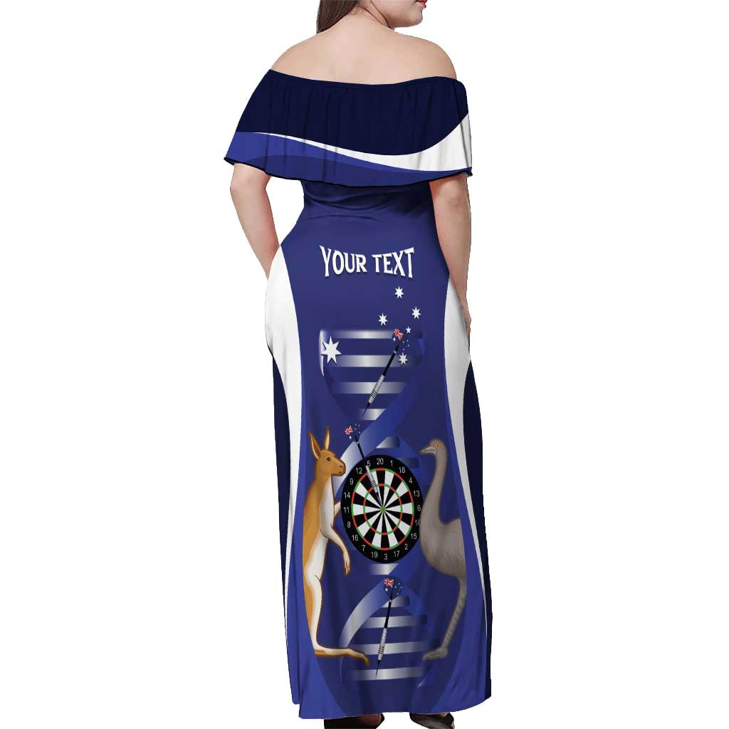 Personalised Australia Darts Off Shoulder Maxi Dress Aussie Its In My DNA Flag Color - Aussie Hoodie