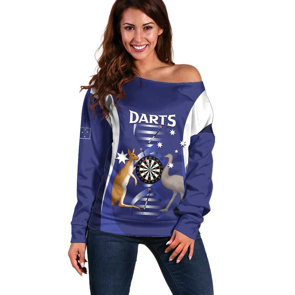 Personalised Australia Darts Off Shoulder Sweater Aussie Its In My DNA Flag Color - Aussie Hoodie