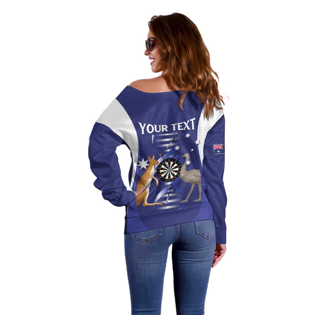 Personalised Australia Darts Off Shoulder Sweater Aussie Its In My DNA Flag Color - Aussie Hoodie
