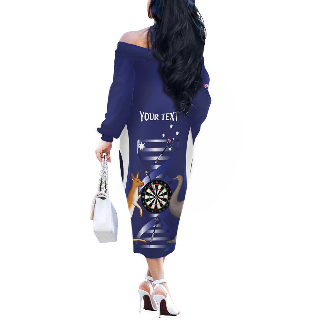 Personalised Australia Darts Off The Shoulder Long Sleeve Dress Aussie Its In My DNA Flag Color - Aussie Hoodie