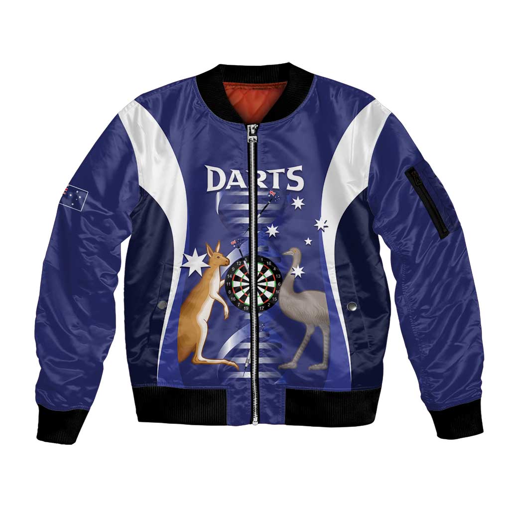 Personalised Australia Darts Sleeve Zip Bomber Jacket Aussie Its In My DNA Flag Color - Aussie Hoodie