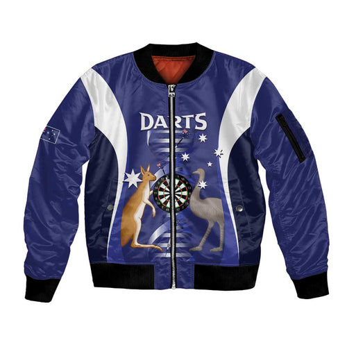 Personalised Australia Darts Sleeve Zip Bomber Jacket Aussie Its In My DNA Flag Color - Aussie Hoodie