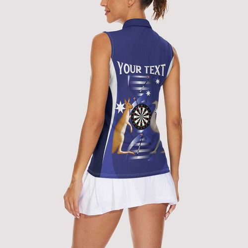 Personalised Australia Darts Women Sleeveless Polo Shirt Aussie Its In My DNA Flag Color - Aussie Hoodie