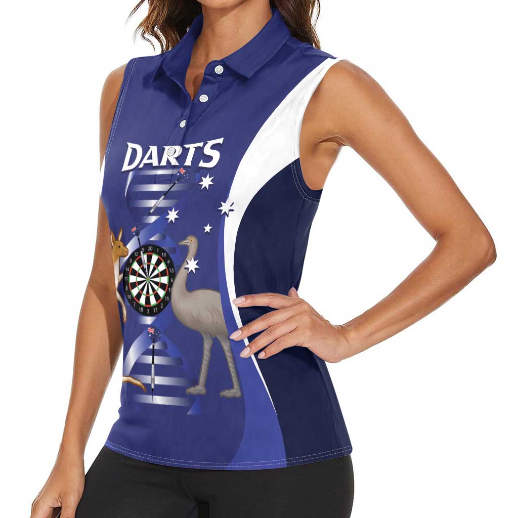 Personalised Australia Darts Women Sleeveless Polo Shirt Aussie Its In My DNA Flag Color - Aussie Hoodie