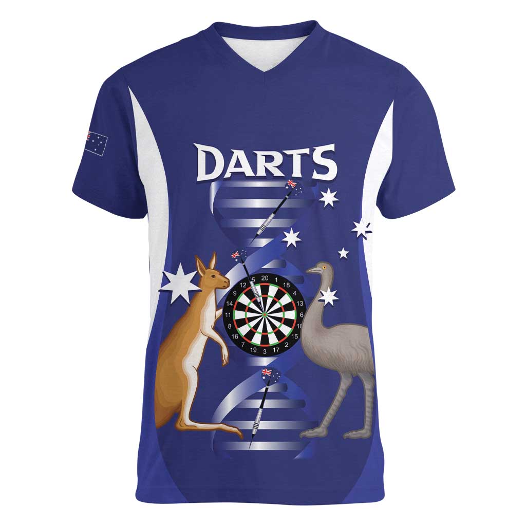 Personalised Australia Darts Women V-Neck T-Shirt Aussie Its In My DNA Flag Color - Aussie Hoodie