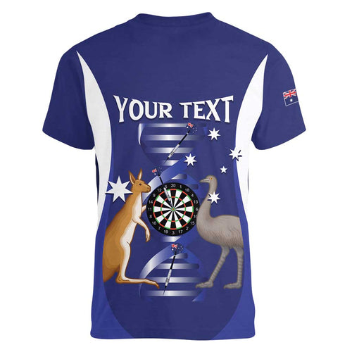 Personalised Australia Darts Women V-Neck T-Shirt Aussie Its In My DNA Flag Color - Aussie Hoodie