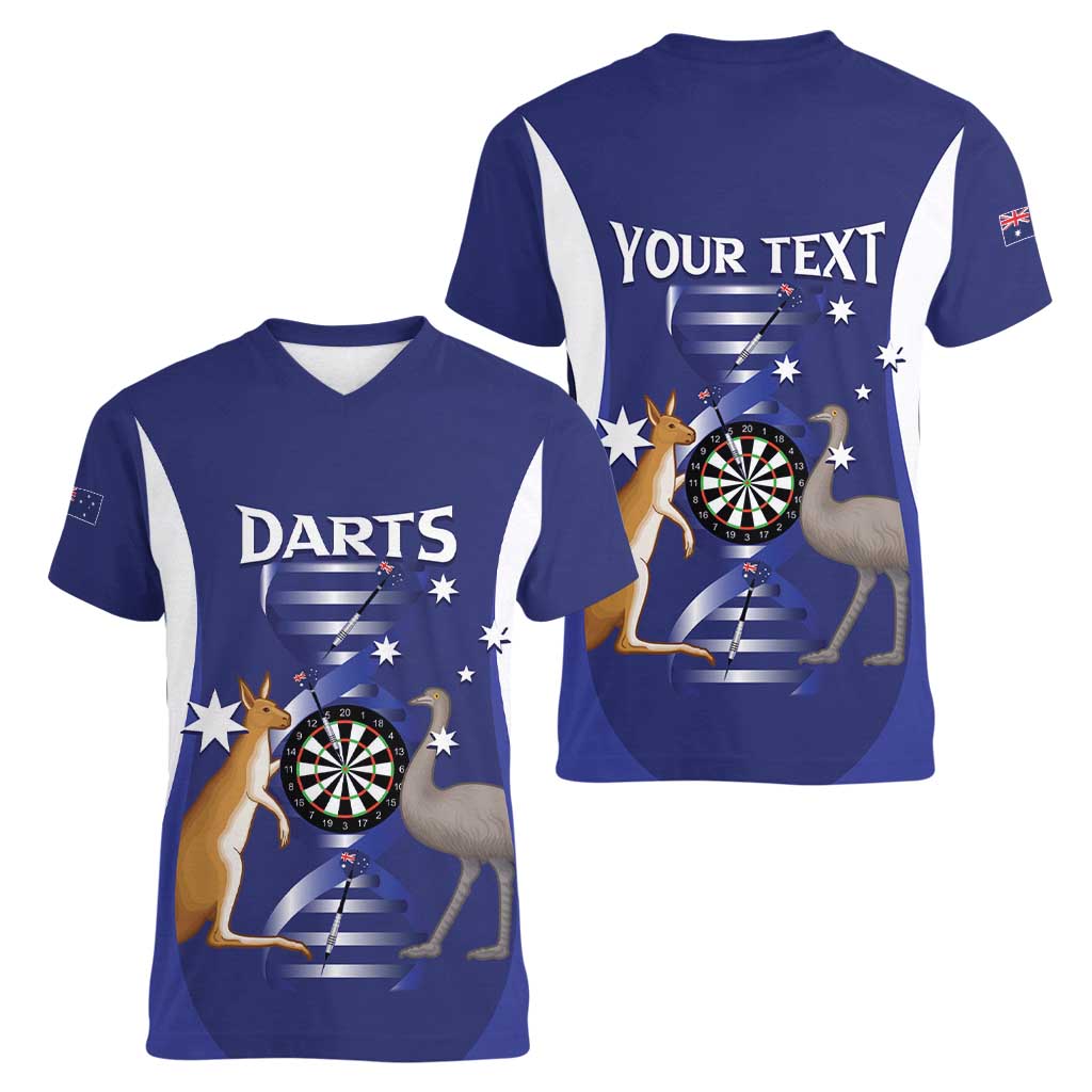 Personalised Australia Darts Women V-Neck T-Shirt Aussie Its In My DNA Flag Color - Aussie Hoodie