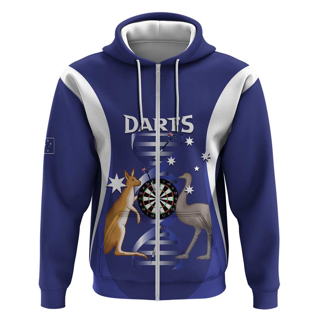 Personalised Australia Darts Zip Hoodie Aussie Its In My DNA Flag Color - Aussie Hoodie