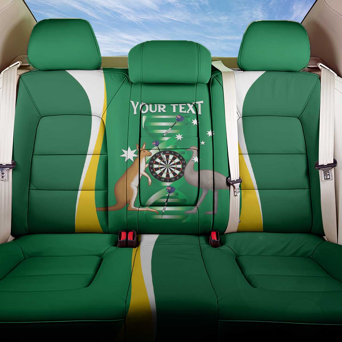 Personalised Australia Darts Back Car Seat Cover Aussie Its In My DNA National Color - Aussie Hoodie