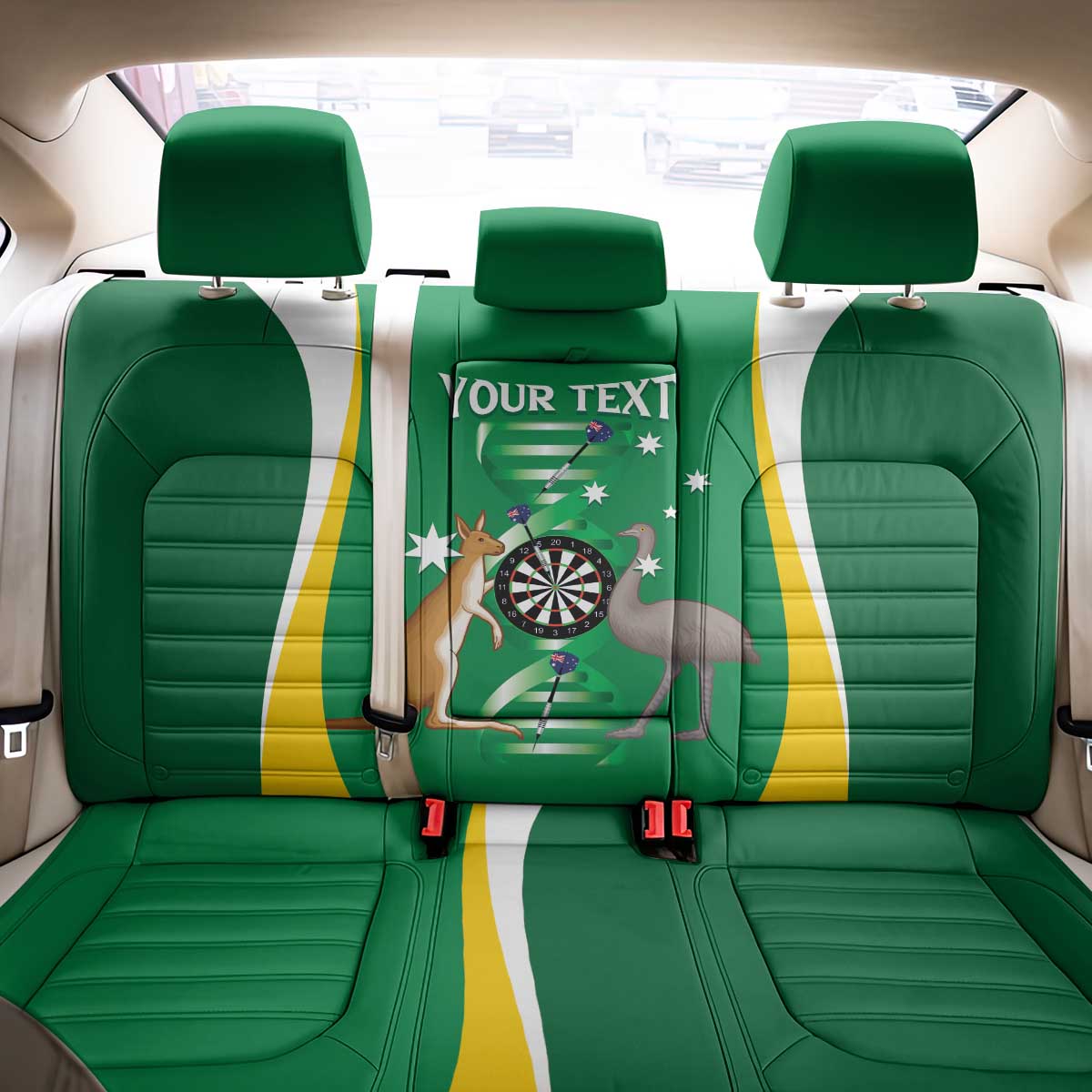 Personalised Australia Darts Back Car Seat Cover Aussie Its In My DNA National Color - Aussie Hoodie