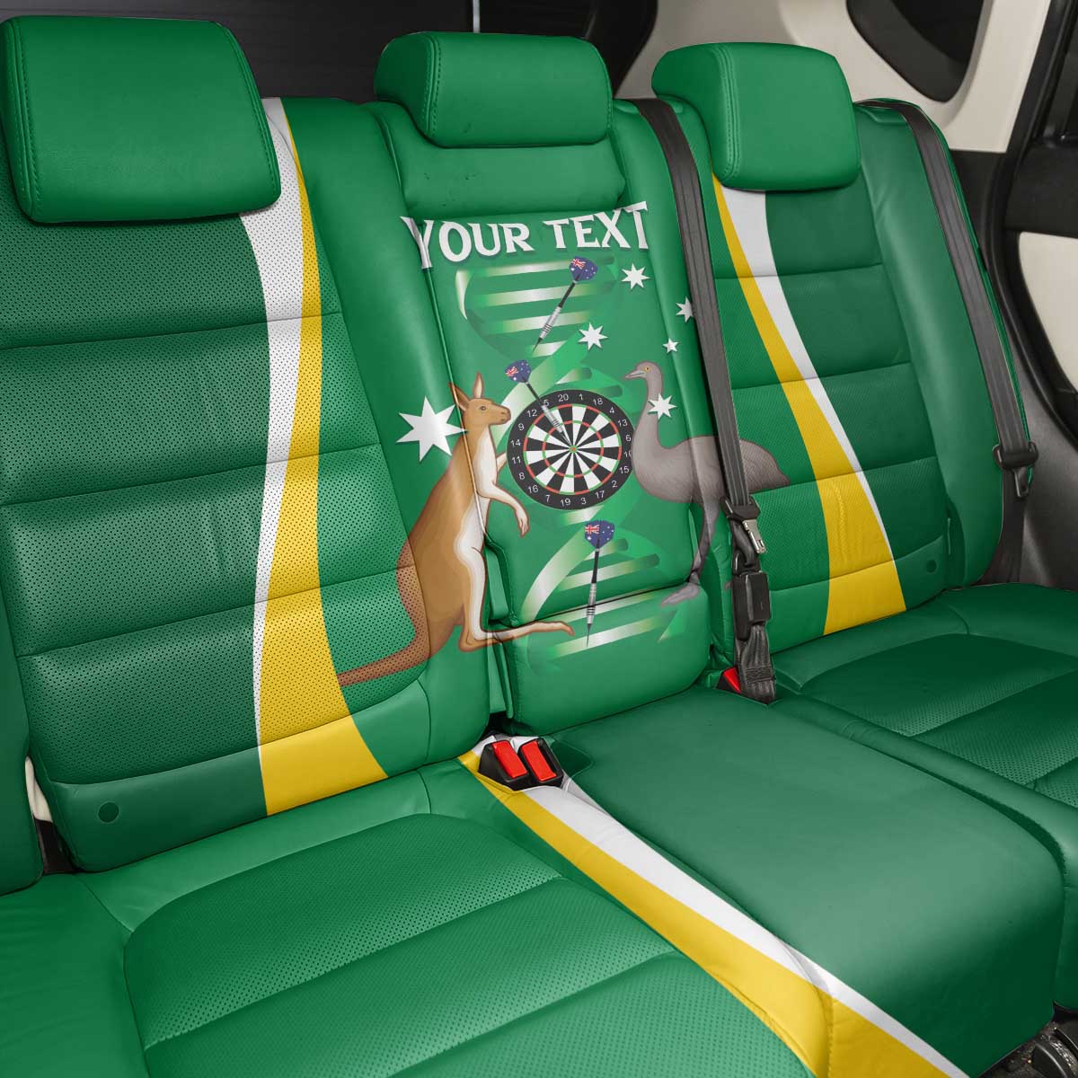 Personalised Australia Darts Back Car Seat Cover Aussie Its In My DNA National Color - Aussie Hoodie
