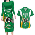 Personalised Australia Darts Couples Matching Long Sleeve Bodycon Dress and Hawaiian Shirt Aussie Its In My DNA National Color - Aussie Hoodie