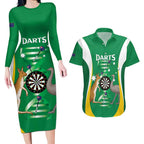 Personalised Australia Darts Couples Matching Long Sleeve Bodycon Dress and Hawaiian Shirt Aussie Its In My DNA National Color - Aussie Hoodie