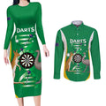 Personalised Australia Darts Couples Matching Long Sleeve Bodycon Dress and Long Sleeve Button Shirt Aussie Its In My DNA National Color - Aussie Hoodie