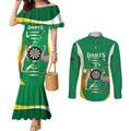 Personalised Australia Darts Couples Matching Mermaid Dress and Long Sleeve Button Shirt Aussie Its In My DNA National Color - Aussie Hoodie