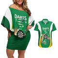 Personalised Australia Darts Couples Matching Off Shoulder Short Dress and Hawaiian Shirt Aussie Its In My DNA National Color - Aussie Hoodie