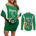 Personalised Australia Darts Couples Matching Off Shoulder Short Dress and Long Sleeve Button Shirt Aussie Its In My DNA National Color - Aussie Hoodie