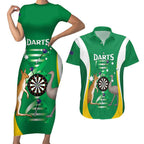 Personalised Australia Darts Couples Matching Short Sleeve Bodycon Dress and Hawaiian Shirt Aussie Its In My DNA National Color - Aussie Hoodie