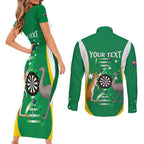 Personalised Australia Darts Couples Matching Short Sleeve Bodycon Dress and Long Sleeve Button Shirt Aussie Its In My DNA National Color - Aussie Hoodie