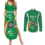 Personalised Australia Darts Couples Matching Summer Maxi Dress and Long Sleeve Button Shirt Aussie Its In My DNA National Color - Aussie Hoodie