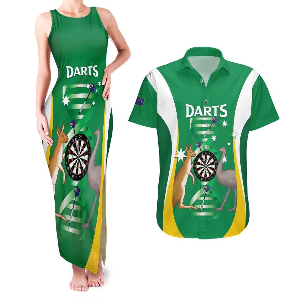 Personalised Australia Darts Couples Matching Tank Maxi Dress and Hawaiian Shirt Aussie Its In My DNA National Color - Aussie Hoodie