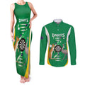 Personalised Australia Darts Couples Matching Tank Maxi Dress and Long Sleeve Button Shirt Aussie Its In My DNA National Color - Aussie Hoodie