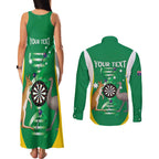 Personalised Australia Darts Couples Matching Tank Maxi Dress and Long Sleeve Button Shirt Aussie Its In My DNA National Color - Aussie Hoodie