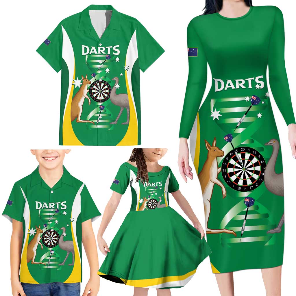 Personalised Australia Darts Family Matching Long Sleeve Bodycon Dress and Hawaiian Shirt Aussie Its In My DNA National Color - Aussie Hoodie