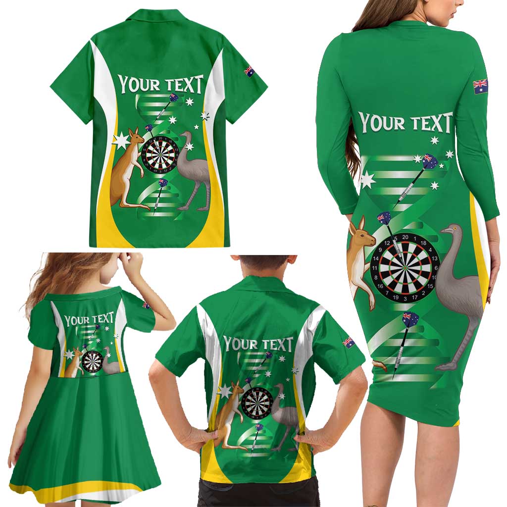 Personalised Australia Darts Family Matching Long Sleeve Bodycon Dress and Hawaiian Shirt Aussie Its In My DNA National Color - Aussie Hoodie