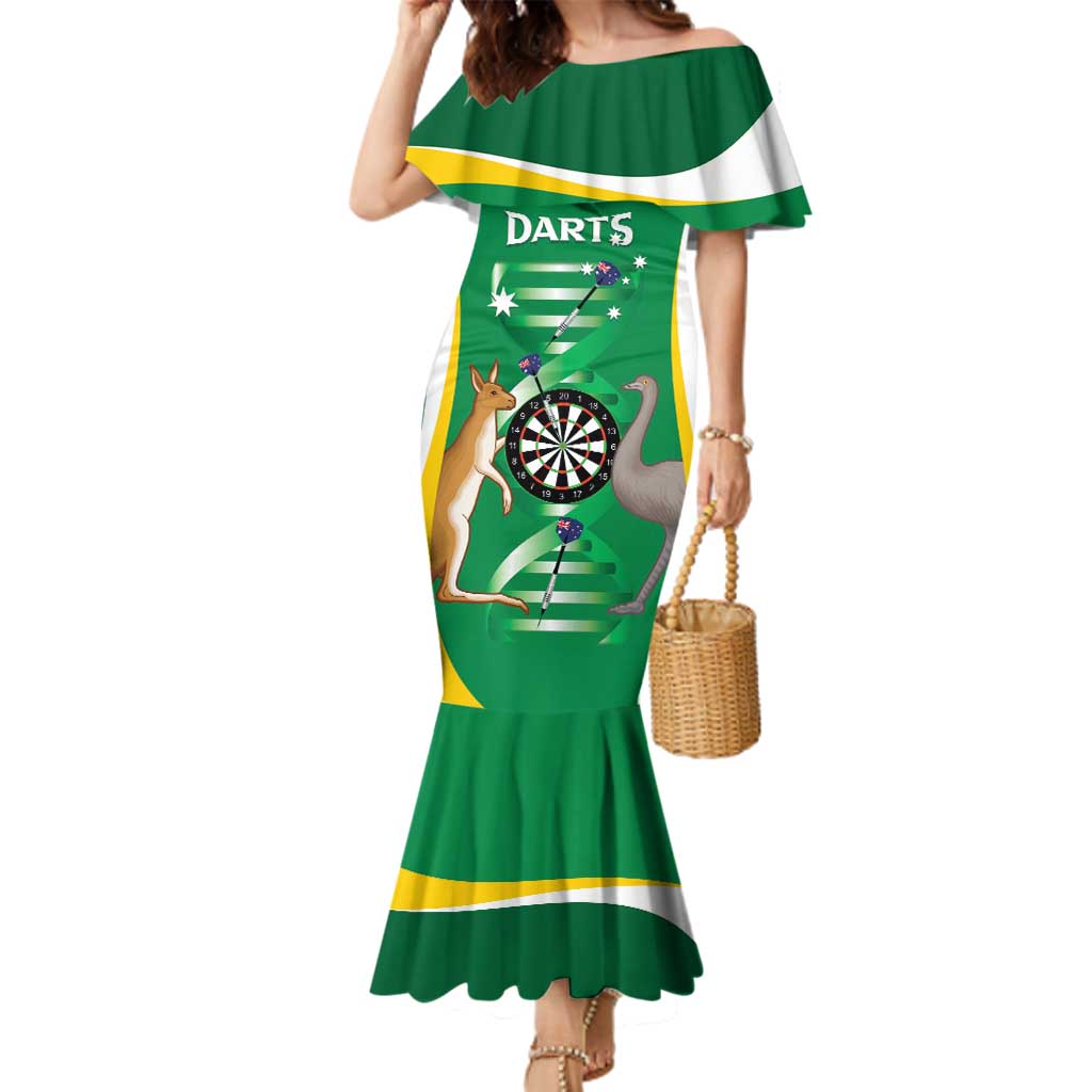 Personalised Australia Darts Family Matching Mermaid Dress and Hawaiian Shirt Aussie Its In My DNA National Color - Aussie Hoodie