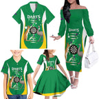 Personalised Australia Darts Family Matching Off The Shoulder Long Sleeve Dress and Hawaiian Shirt Aussie Its In My DNA National Color - Aussie Hoodie