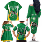 Personalised Australia Darts Family Matching Off The Shoulder Long Sleeve Dress and Hawaiian Shirt Aussie Its In My DNA National Color - Aussie Hoodie