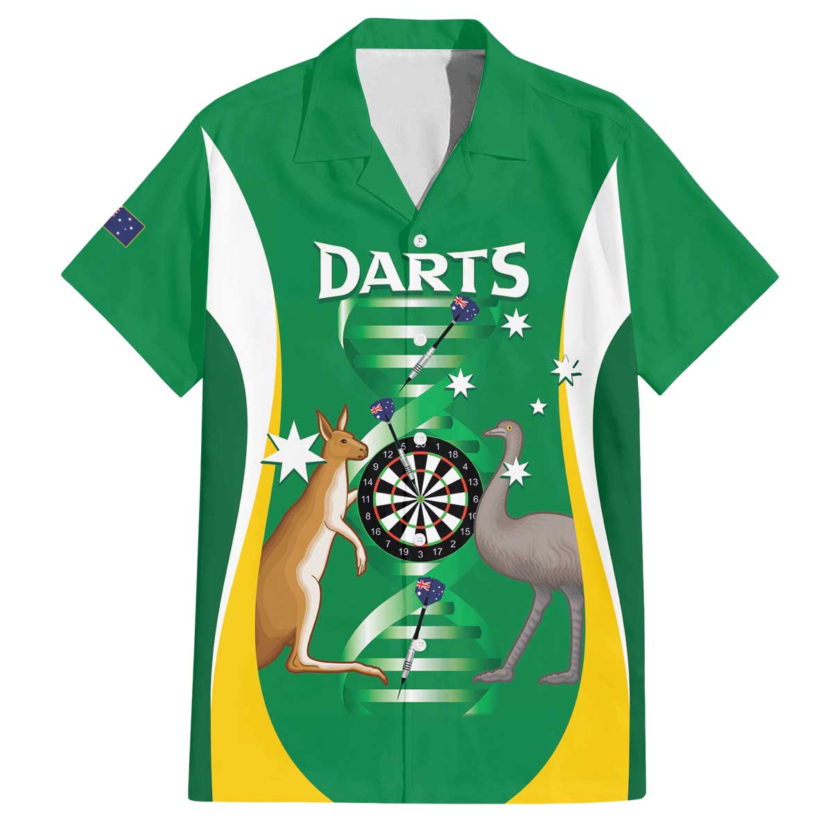 Personalised Australia Darts Family Matching Off The Shoulder Long Sleeve Dress and Hawaiian Shirt Aussie Its In My DNA National Color - Aussie Hoodie