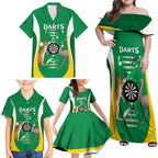 Personalised Australia Darts Family Matching Off Shoulder Maxi Dress and Hawaiian Shirt Aussie Its In My DNA National Color - Aussie Hoodie