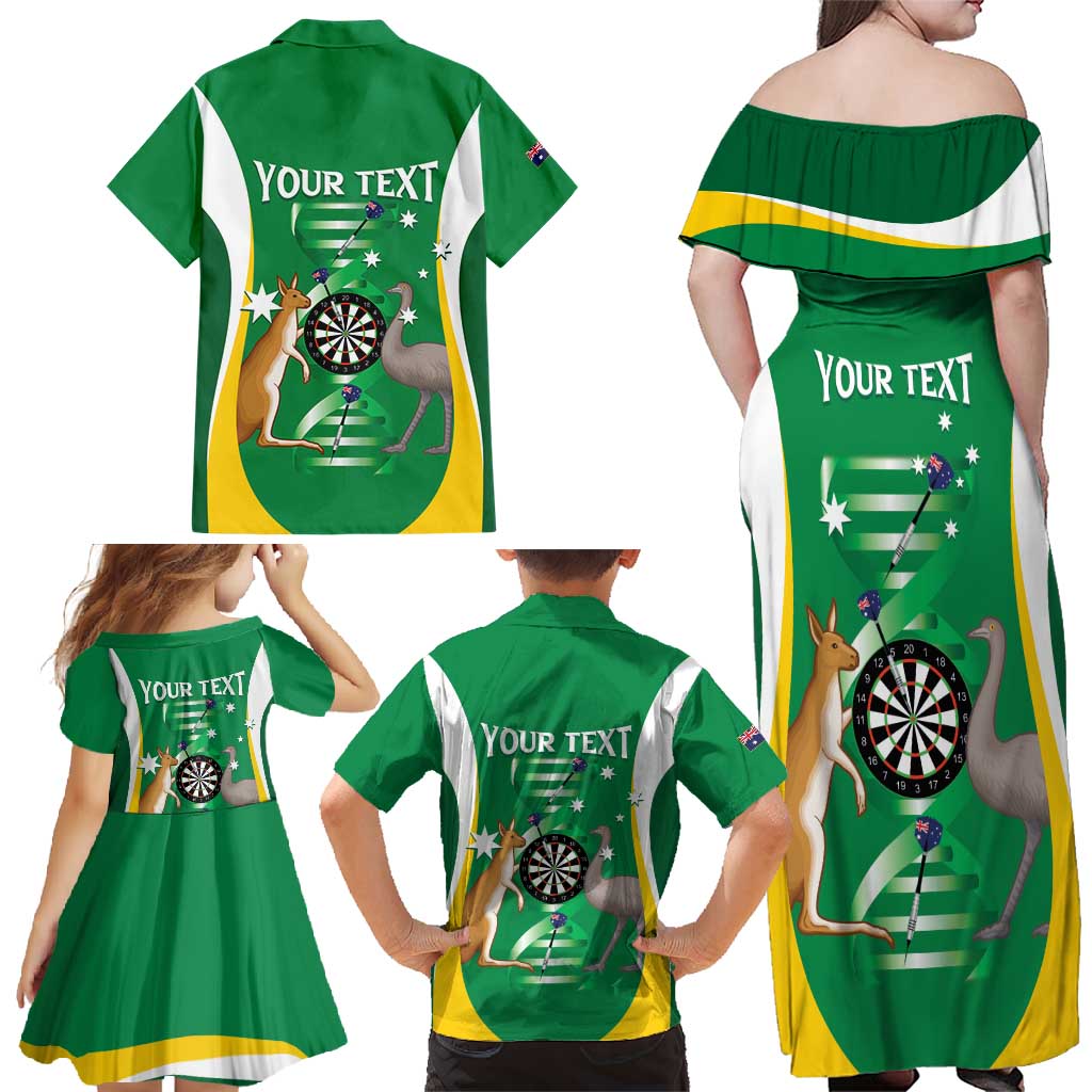 Personalised Australia Darts Family Matching Off Shoulder Maxi Dress and Hawaiian Shirt Aussie Its In My DNA National Color - Aussie Hoodie