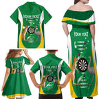 Personalised Australia Darts Family Matching Off Shoulder Maxi Dress and Hawaiian Shirt Aussie Its In My DNA National Color - Aussie Hoodie