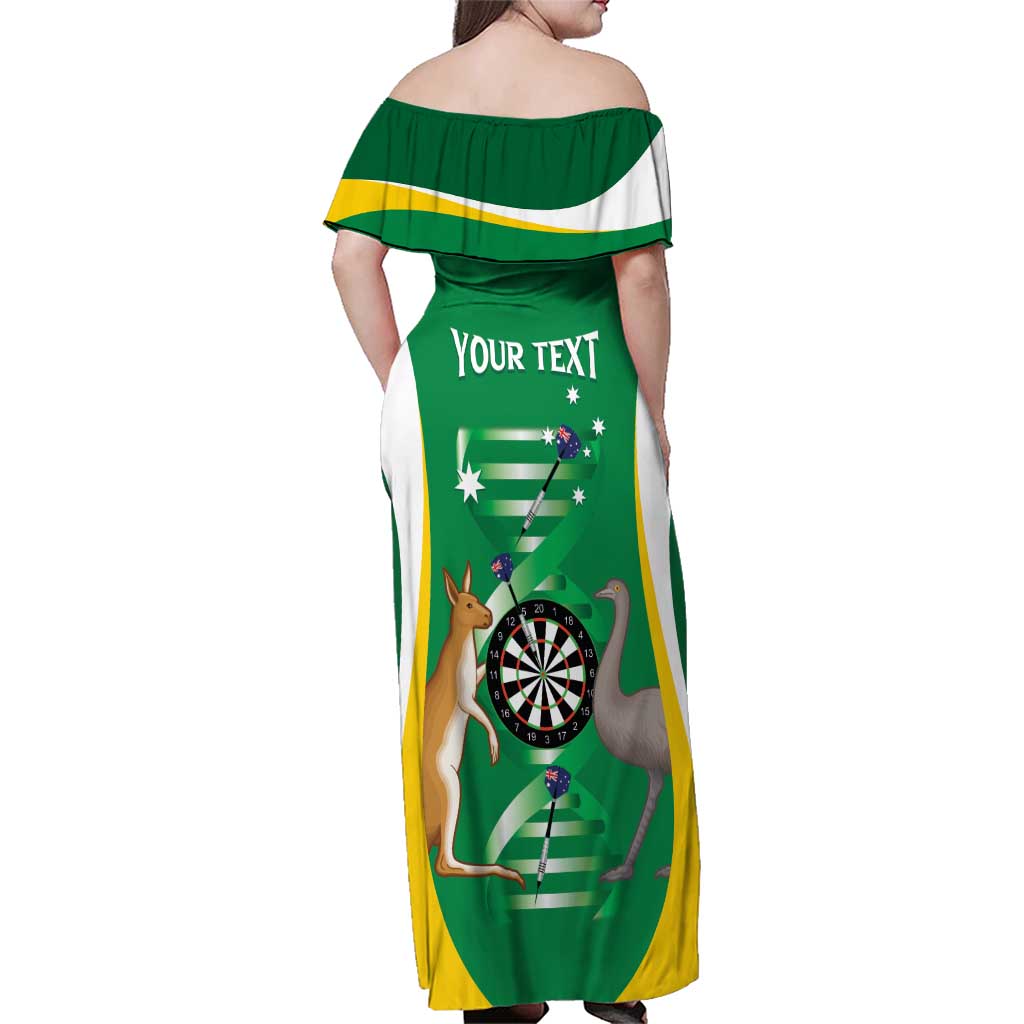 Personalised Australia Darts Family Matching Off Shoulder Maxi Dress and Hawaiian Shirt Aussie Its In My DNA National Color - Aussie Hoodie