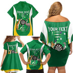Personalised Australia Darts Family Matching Off Shoulder Short Dress and Hawaiian Shirt Aussie Its In My DNA National Color - Aussie Hoodie