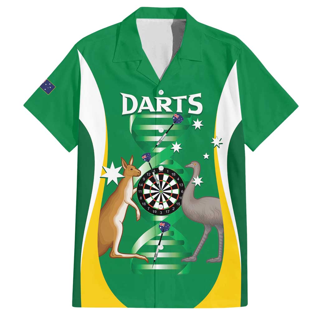 Personalised Australia Darts Family Matching Off Shoulder Short Dress and Hawaiian Shirt Aussie Its In My DNA National Color - Aussie Hoodie