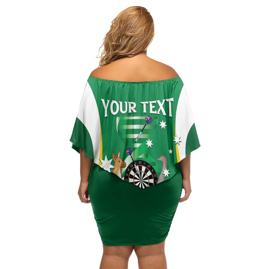 Personalised Australia Darts Family Matching Off Shoulder Short Dress and Hawaiian Shirt Aussie Its In My DNA National Color - Aussie Hoodie