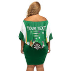Personalised Australia Darts Family Matching Off Shoulder Short Dress and Hawaiian Shirt Aussie Its In My DNA National Color - Aussie Hoodie
