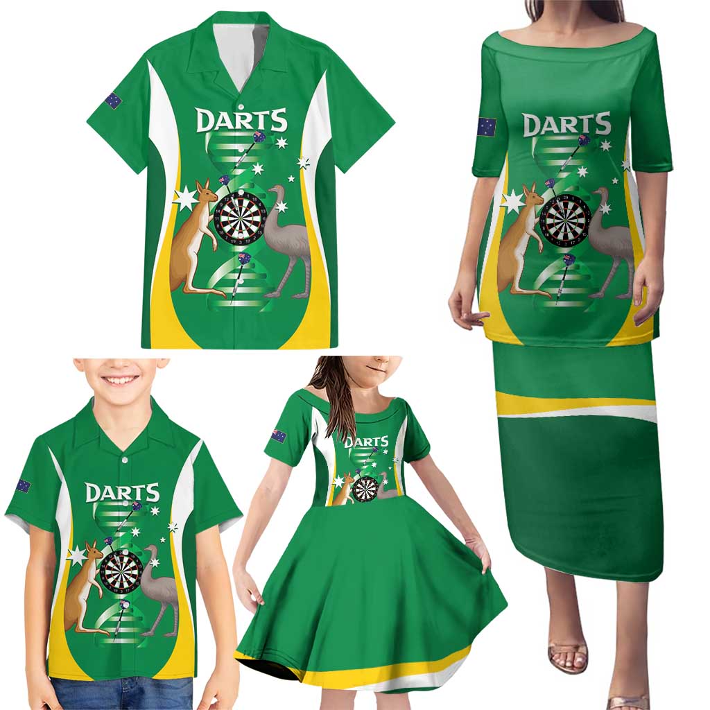 Personalised Australia Darts Family Matching Puletasi and Hawaiian Shirt Aussie Its In My DNA National Color - Aussie Hoodie