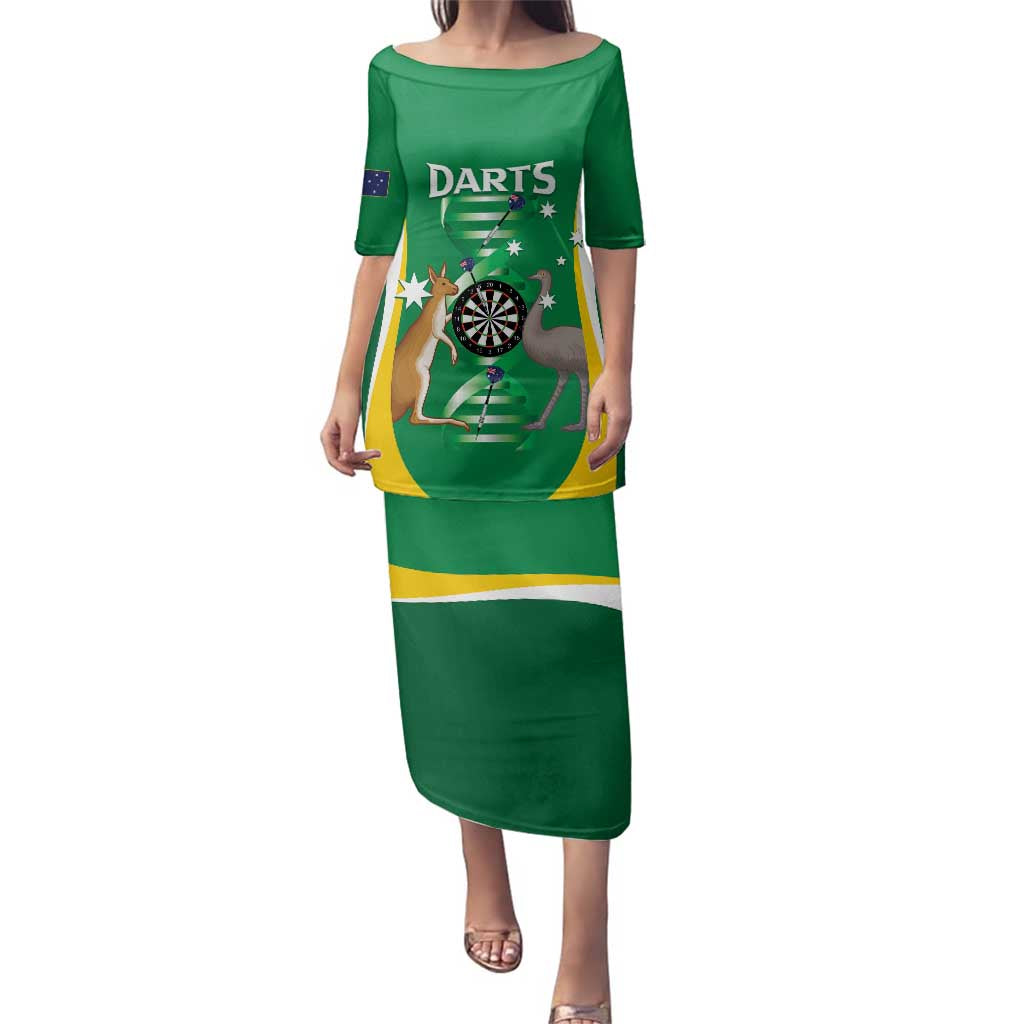 Personalised Australia Darts Family Matching Puletasi and Hawaiian Shirt Aussie Its In My DNA National Color - Aussie Hoodie