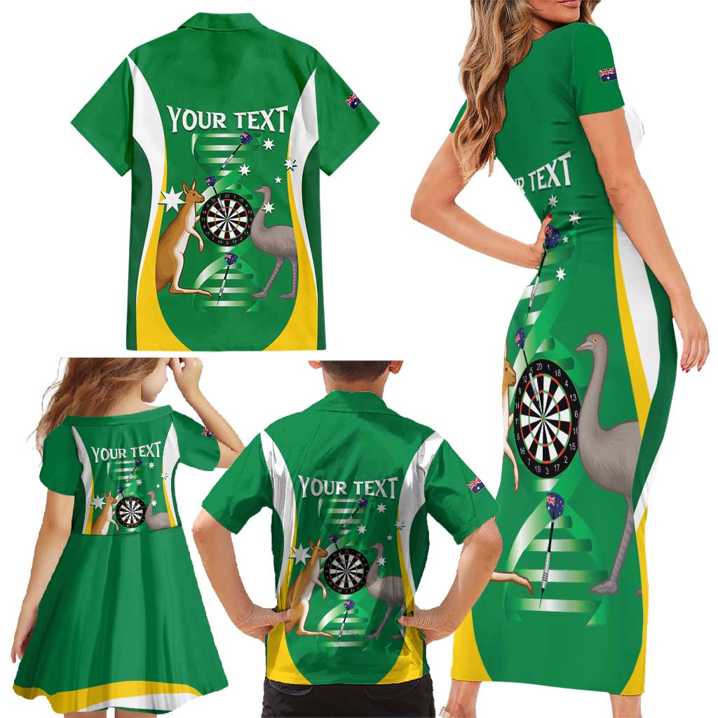 Personalised Australia Darts Family Matching Short Sleeve Bodycon Dress and Hawaiian Shirt Aussie Its In My DNA National Color - Aussie Hoodie