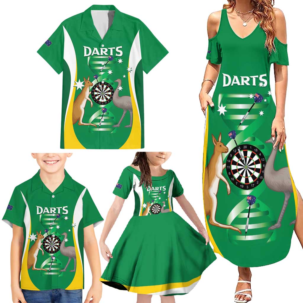 Personalised Australia Darts Family Matching Summer Maxi Dress and Hawaiian Shirt Aussie Its In My DNA National Color - Aussie Hoodie