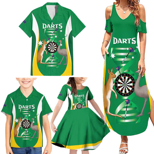 Personalised Australia Darts Family Matching Summer Maxi Dress and Hawaiian Shirt Aussie Its In My DNA National Color - Aussie Hoodie